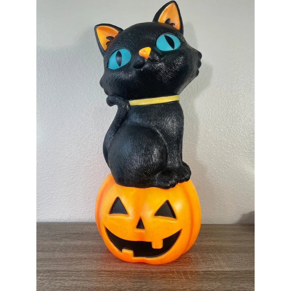 Ashland Halloween Black Cat Pumpkin Blow Mold Light Up Outdoor Decor 24 Inch